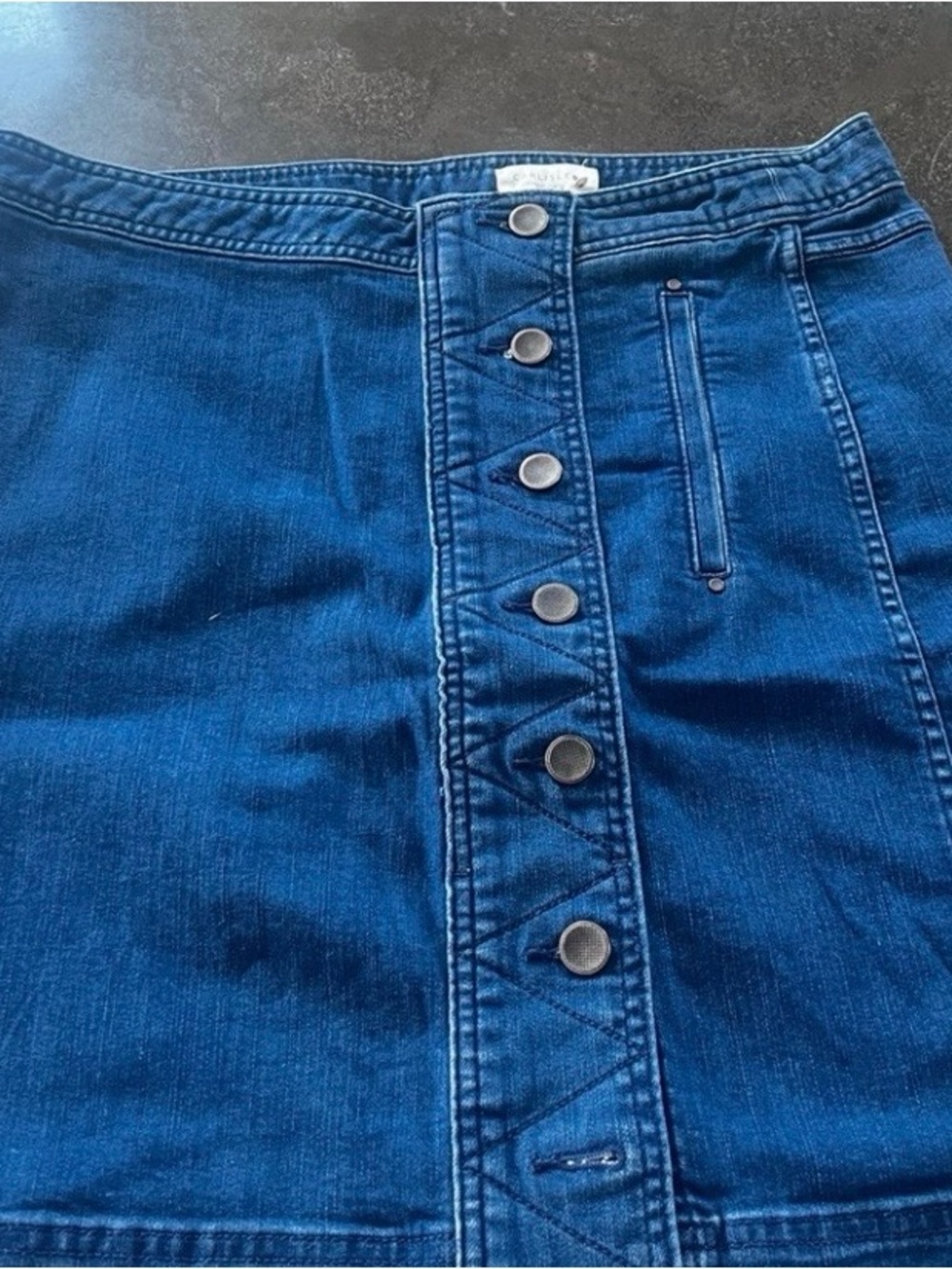 Carlisle Dark Blue Button-Front Denim Skirt